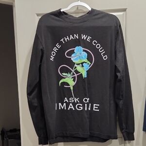 Black Long Sleeve Shirt with Floral Design